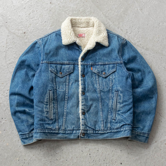 Vintage 70s Levi's Orange Tab Denim Sherpa Jacket - L