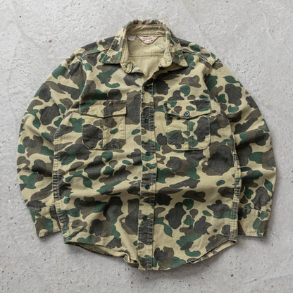 Vintage 80s Cabelas Duck Camo Button Up Flannel Shirt - M