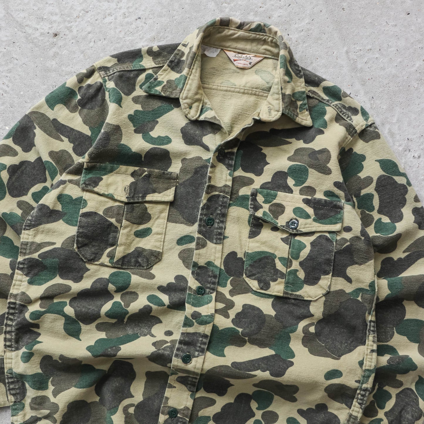 Vintage 80s Cabelas Duck Camo Button Up Flannel Shirt - M