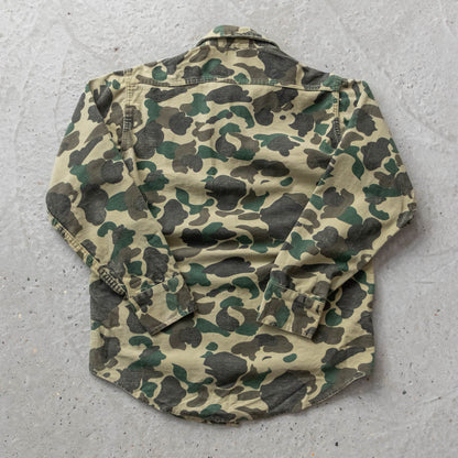 Vintage 80s Cabelas Duck Camo Button Up Flannel Shirt - M