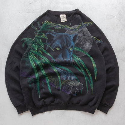 Vintage 90s Black Panther Wildlife Sweatshirt - XL