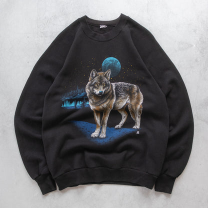 Vintage 80s Eastern Wolf Wildlife Sweatshirt - M