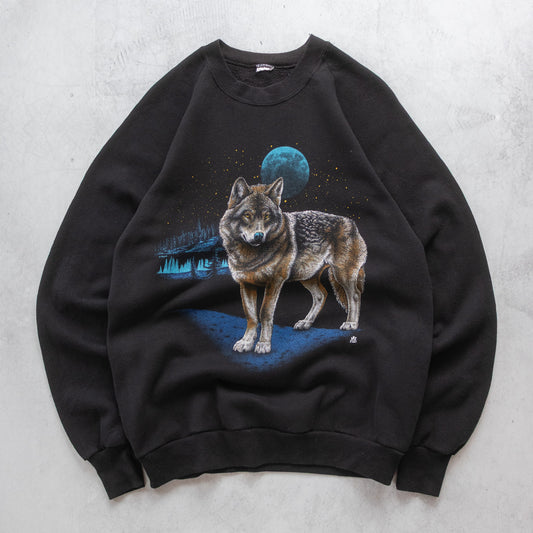 Vintage 80s Eastern Wolf Wildlife Sweatshirt - M