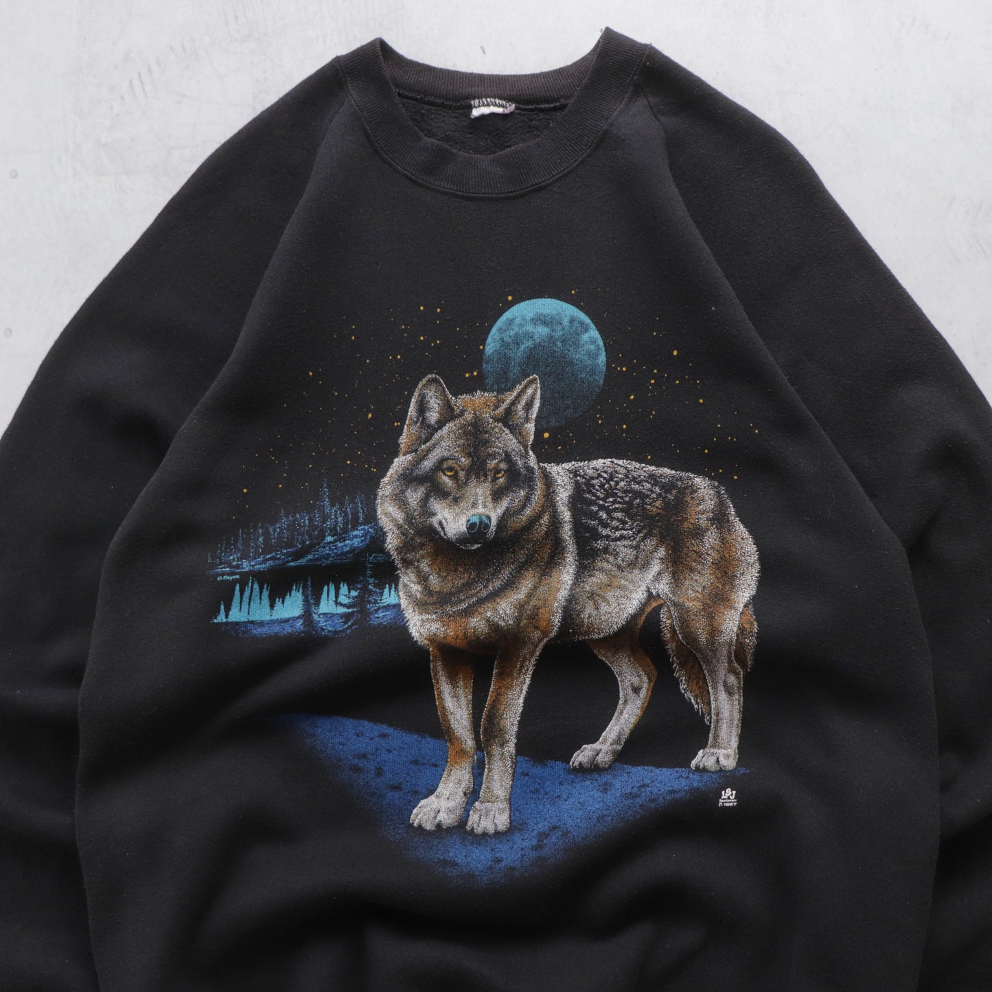Vintage 80s Eastern Wolf Wildlife Sweatshirt - M