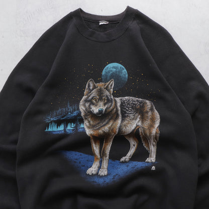 Vintage 80s Eastern Wolf Wildlife Sweatshirt - M