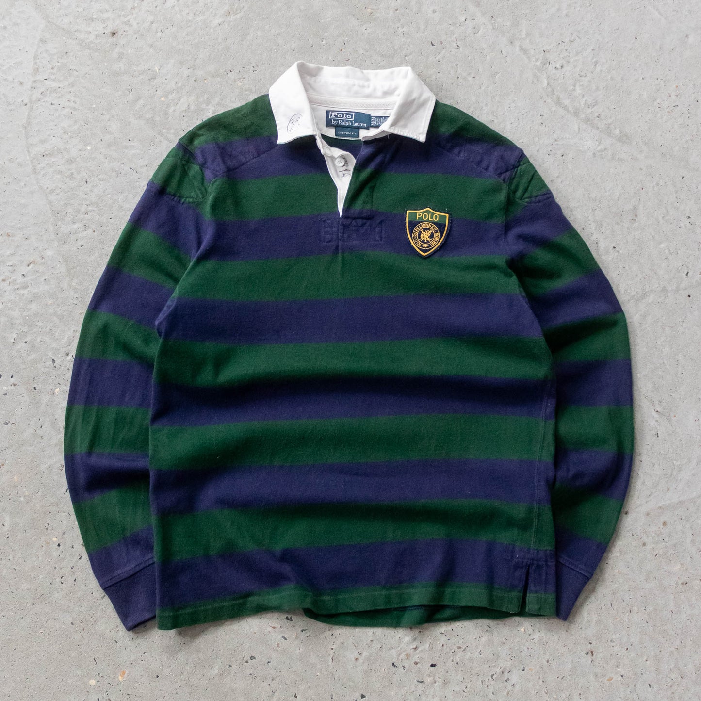 Polo Ralph Lauren Crest Patch Striped Rugby Shirt - M