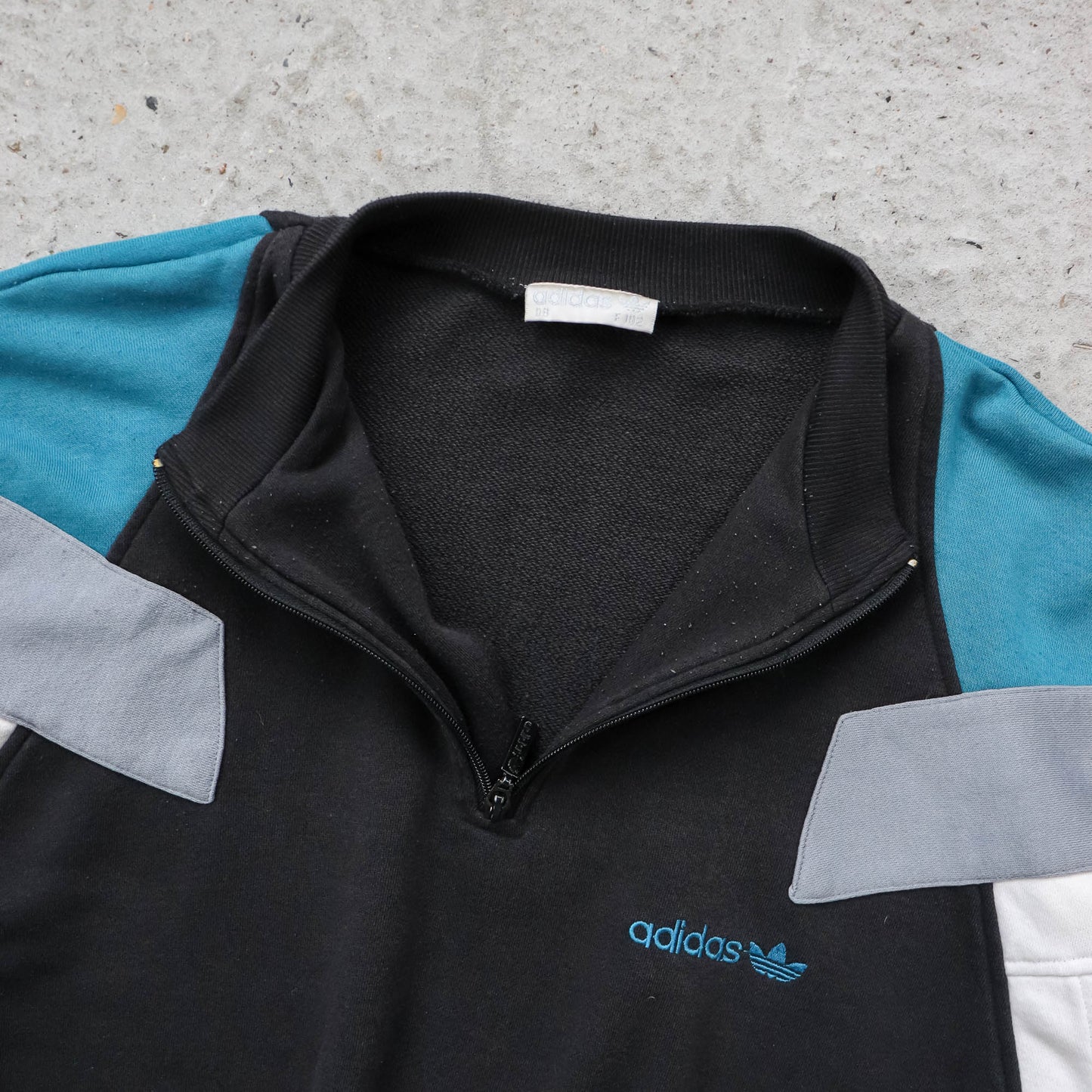 Adidas Trefoil Colourblock 1/4 Zip Sweatshirt - 80s (L)