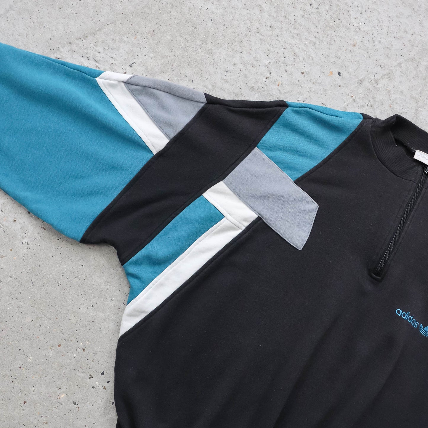 Adidas Trefoil Colourblock 1/4 Zip Sweatshirt - 80s (L)