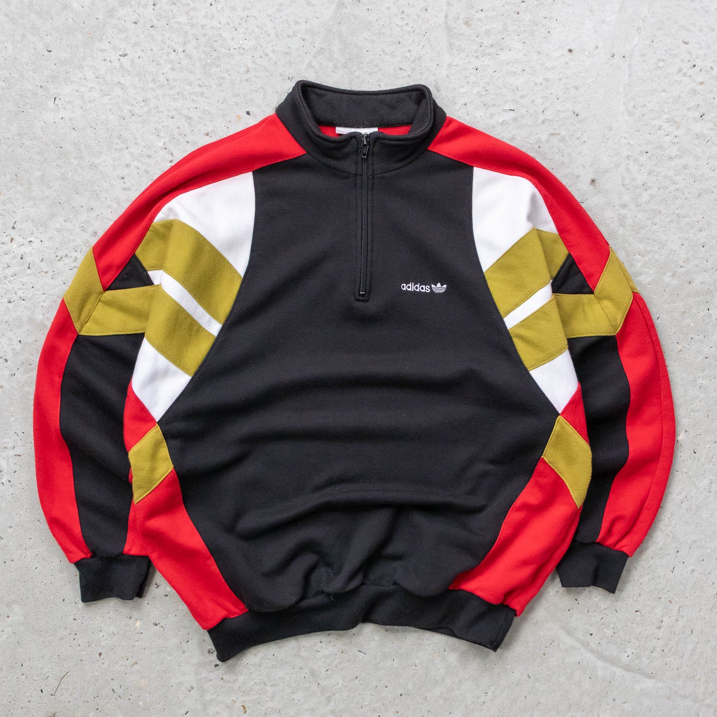 Adidas Trefoil Colourblock 1/4 Zip Sweatshirt - 80s (L)