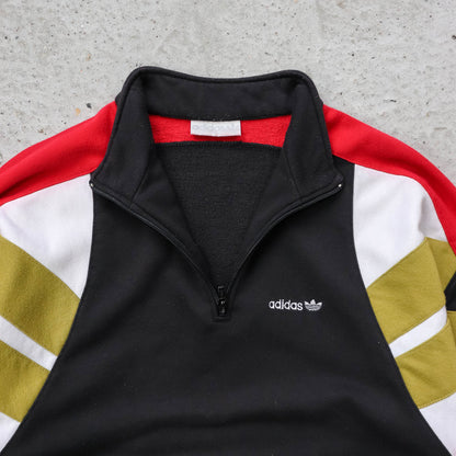 Adidas Trefoil Colourblock 1/4 Zip Sweatshirt - 80s (L)