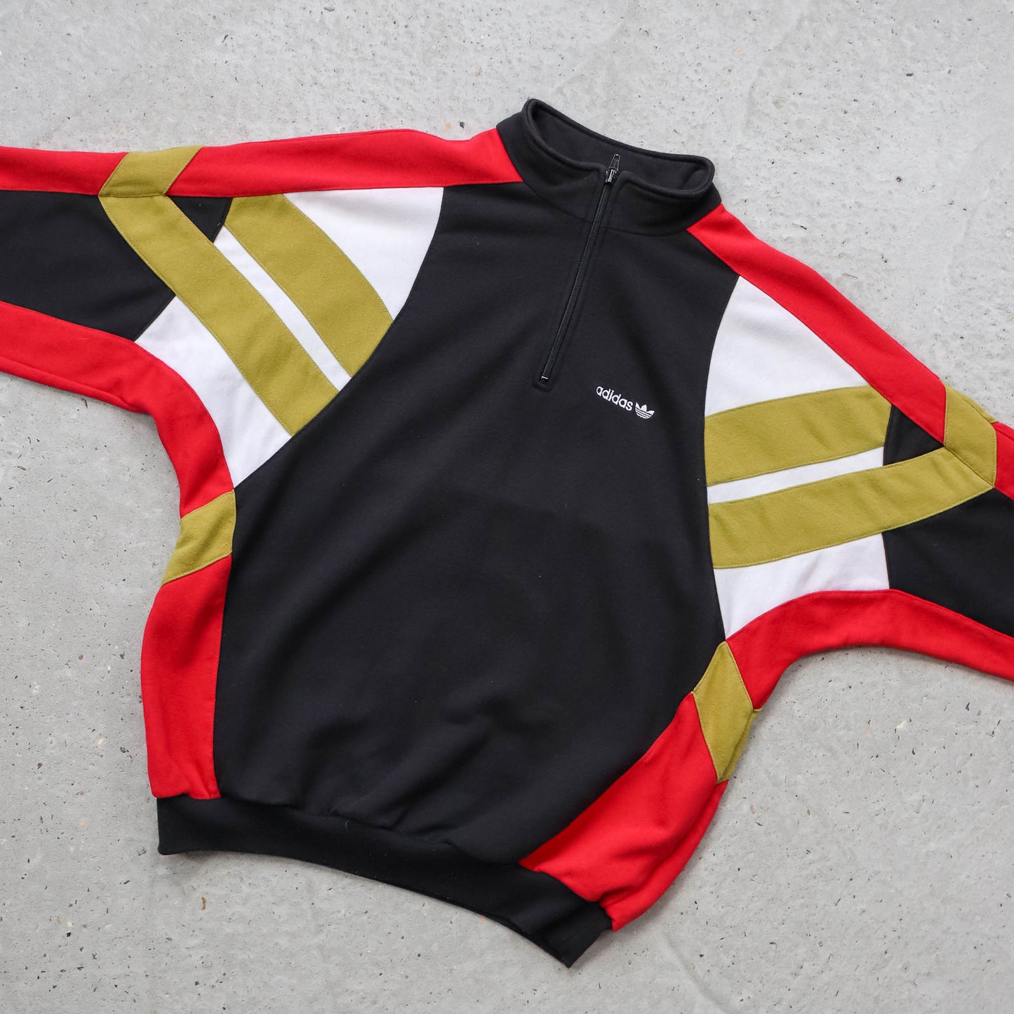 Adidas Trefoil Colourblock 1/4 Zip Sweatshirt - 80s (L)