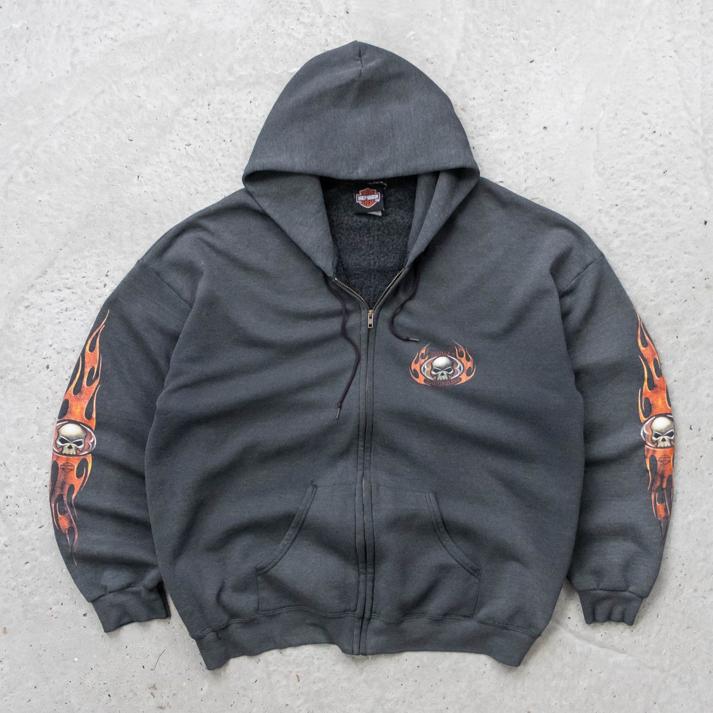 Harley Davidson Flames Zip-Up Hoodie - 90s (XL)