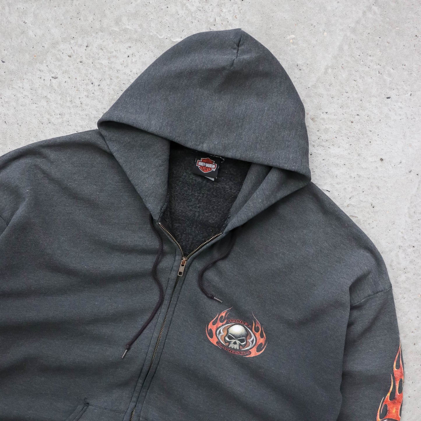 Harley Davidson Flames Zip-Up Hoodie - 90s (XL)