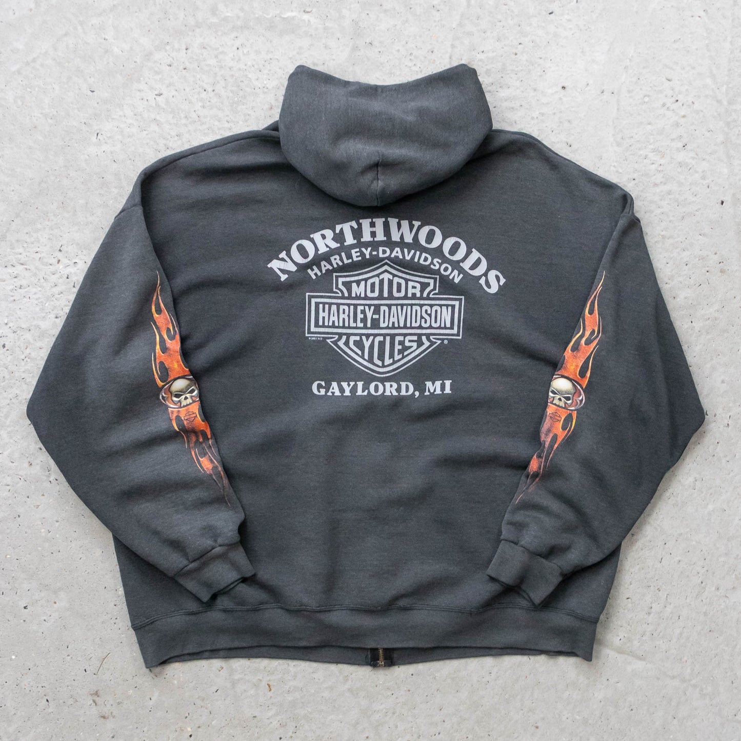 Harley Davidson Flames Zip-Up Hoodie - 90s (XL)