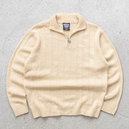 Southpole 1/4 Zip Ribbed Knit Sweater - 2000s (L)