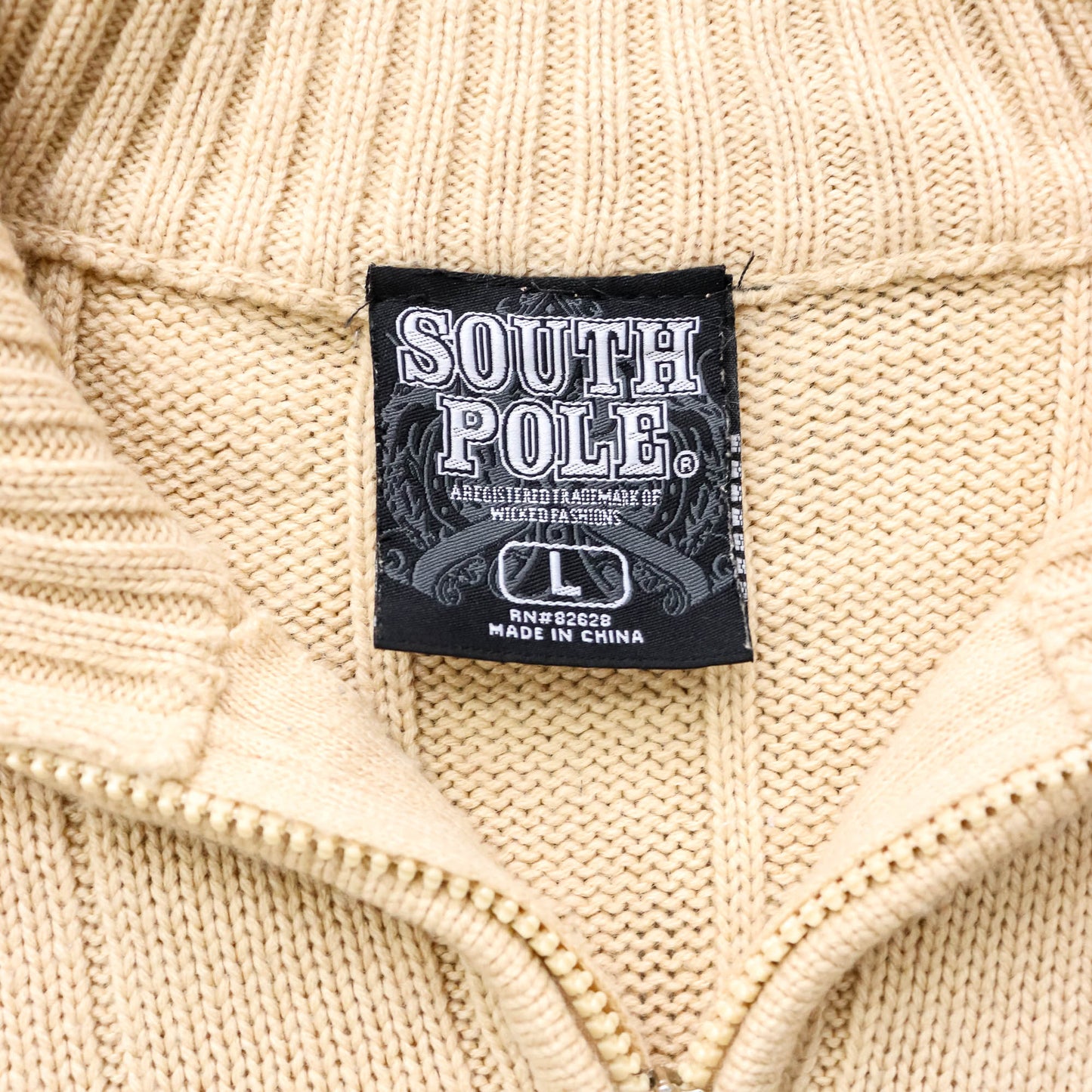 Southpole 1/4 Zip Ribbed Knit Sweater - 2000s (L)