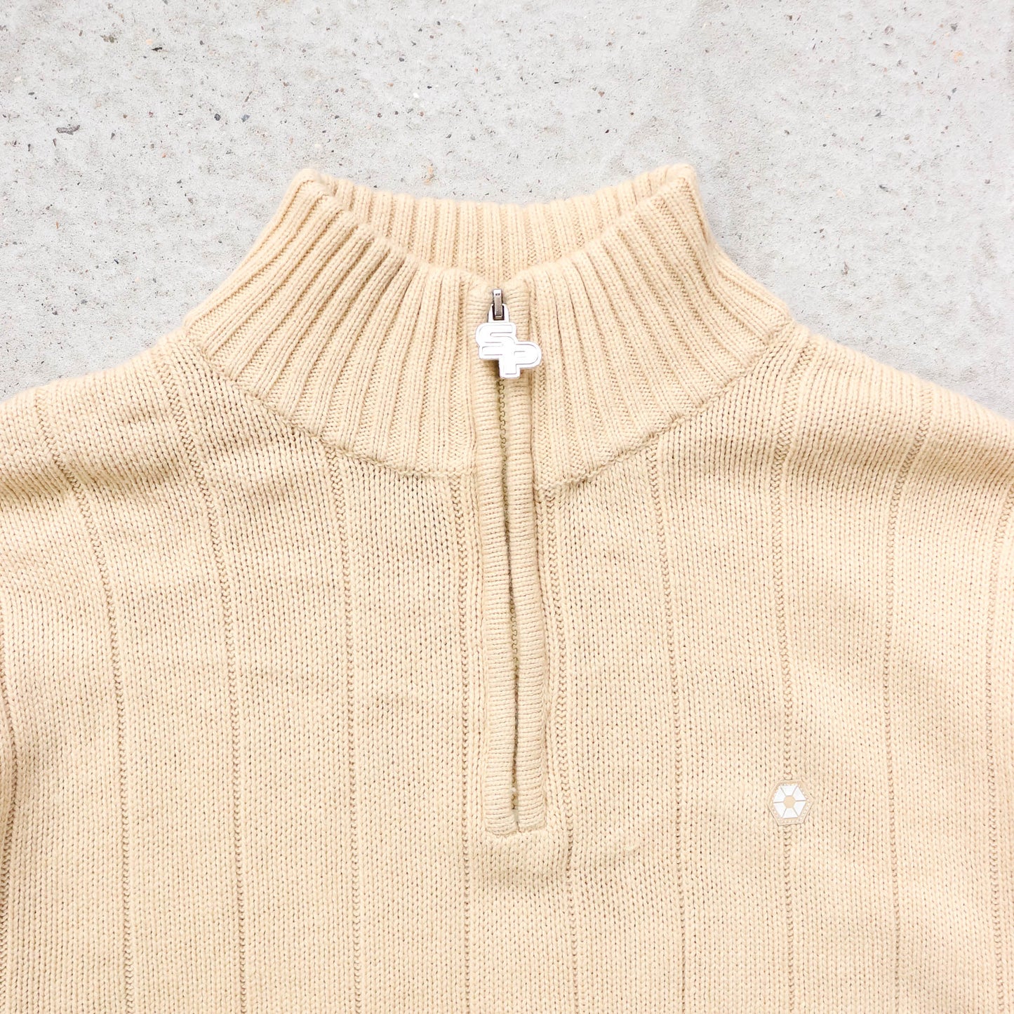 Southpole 1/4 Zip Ribbed Knit Sweater - 2000s (L)