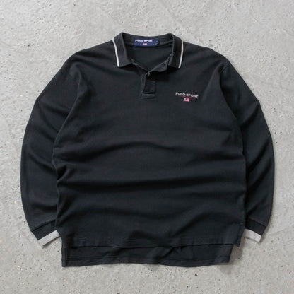 Polo Sport Embroidered Spellout Rugby Jumper - 90s (L)