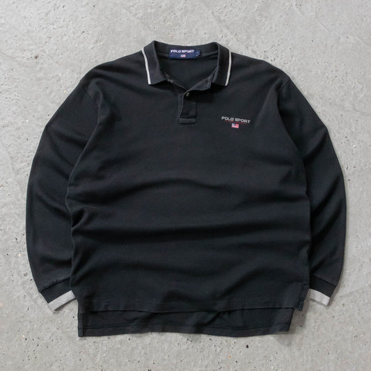 Polo Sport Embroidered Spellout Rugby Jumper - 90s (L)