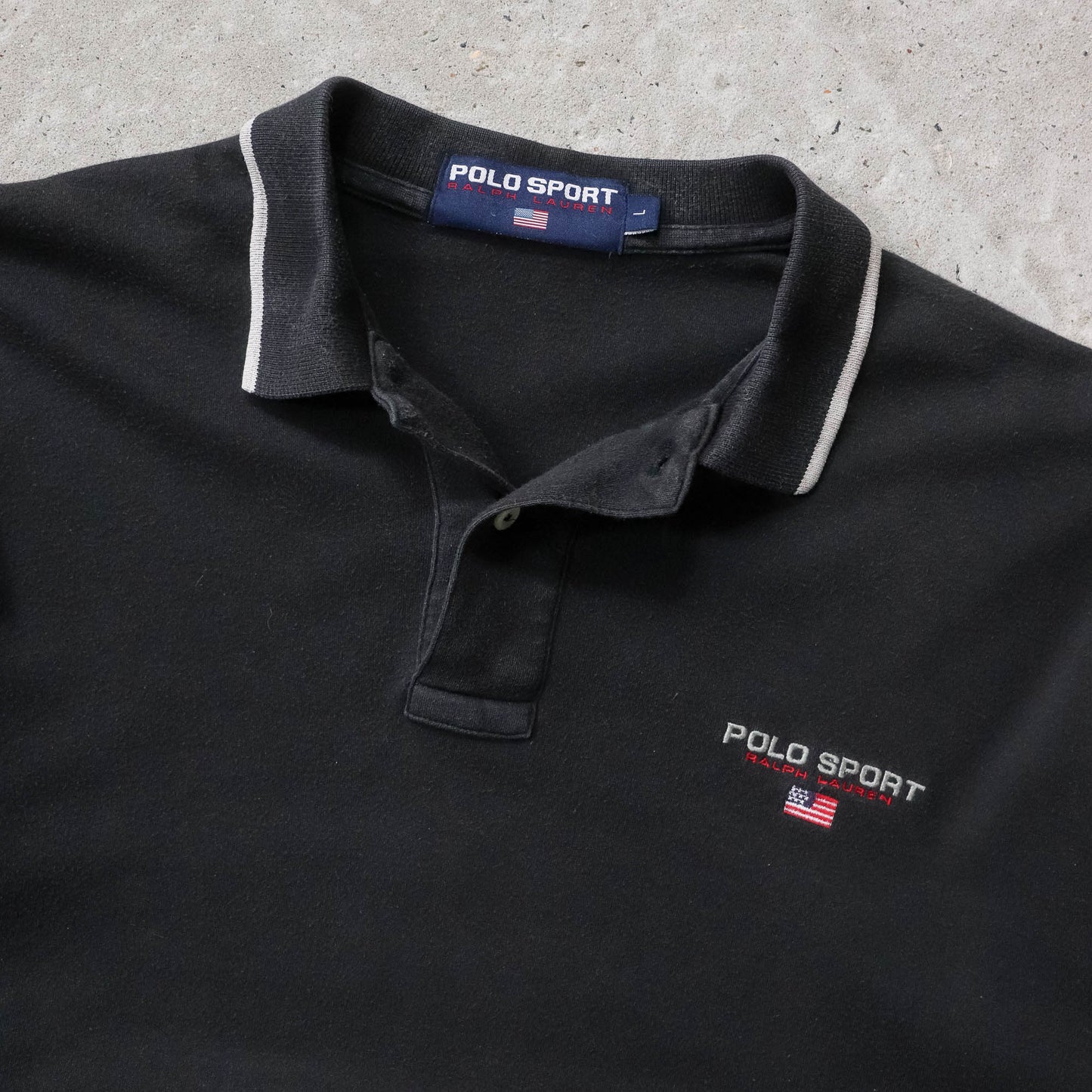 Polo Sport Embroidered Spellout Rugby Jumper - 90s (L)