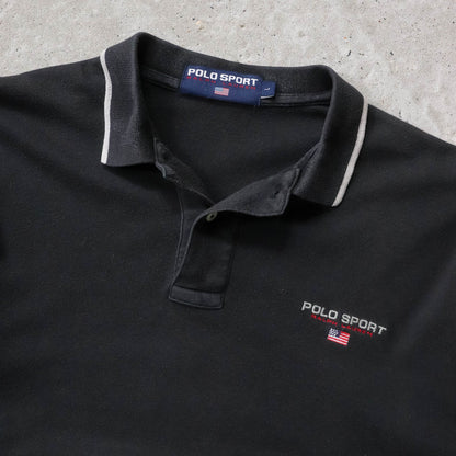 Polo Sport Embroidered Spellout Rugby Jumper - 90s (L)
