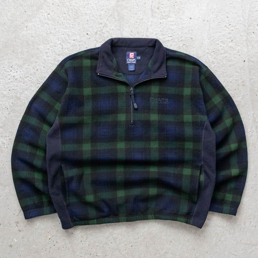 Chaps Ralps Lauren Plaid 1/4 Zip Fleece Pullover - 90s (L)