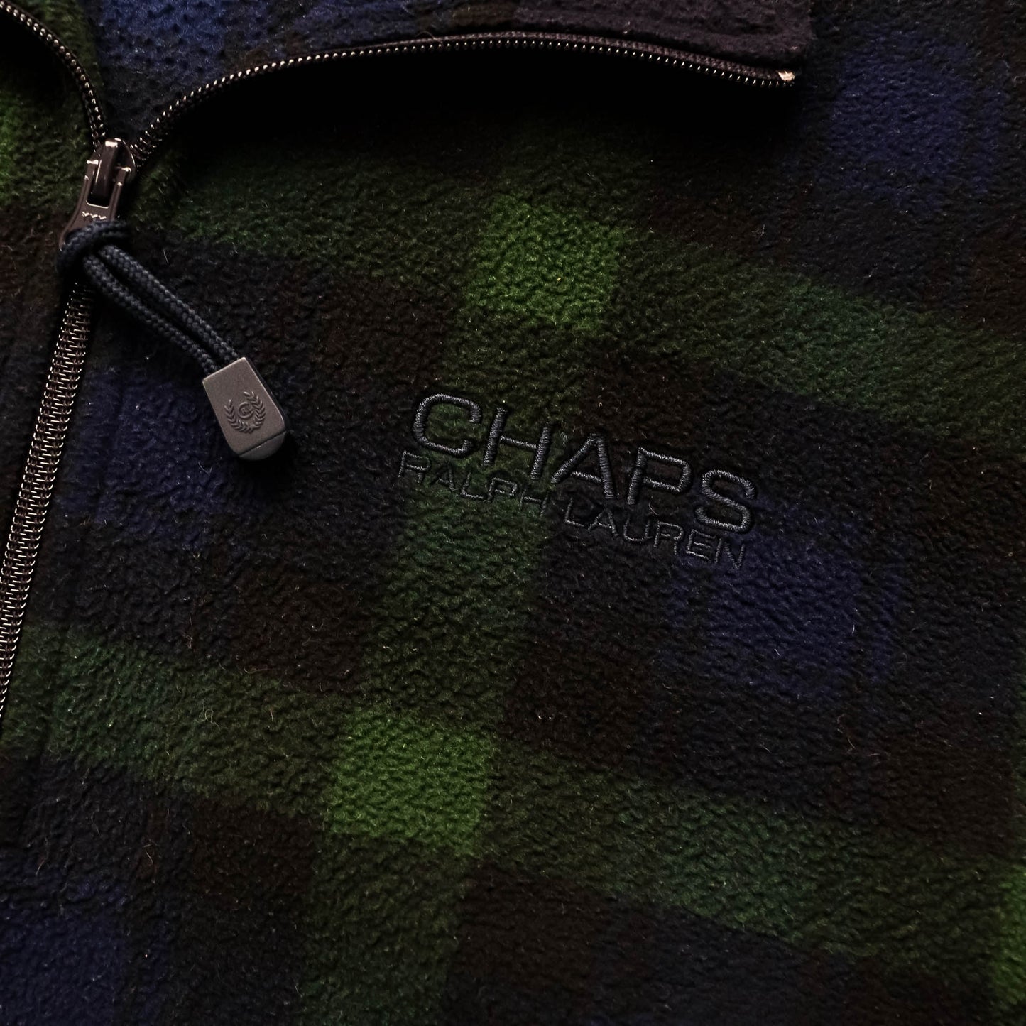 Chaps Ralps Lauren Plaid 1/4 Zip Fleece Pullover - 90s (L)