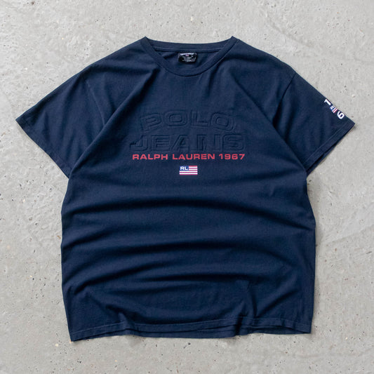 Polo Jeans Co Embossed Spellout Tee - 90s (XL)