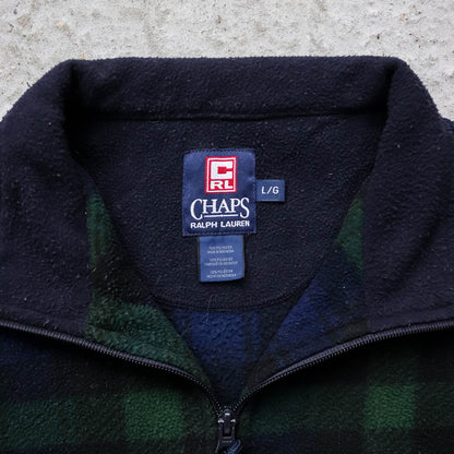 Chaps Ralps Lauren Plaid 1/4 Zip Fleece Pullover - 90s (L)