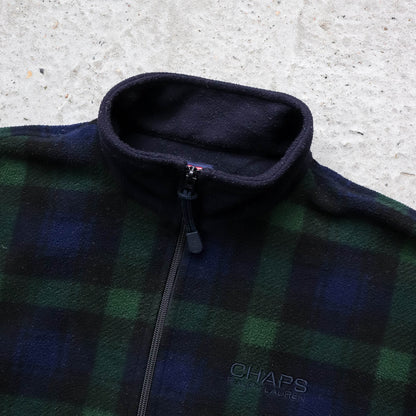 Chaps Ralps Lauren Plaid 1/4 Zip Fleece Pullover - 90s (L)