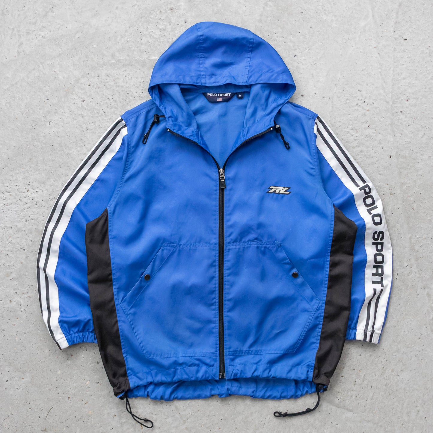 Polo Sport Spellout Hooded Windbreaker Jacket - 90s (M)