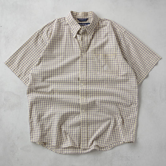 Vintage 90s Nautica Plaid Button-Up Shirt - L