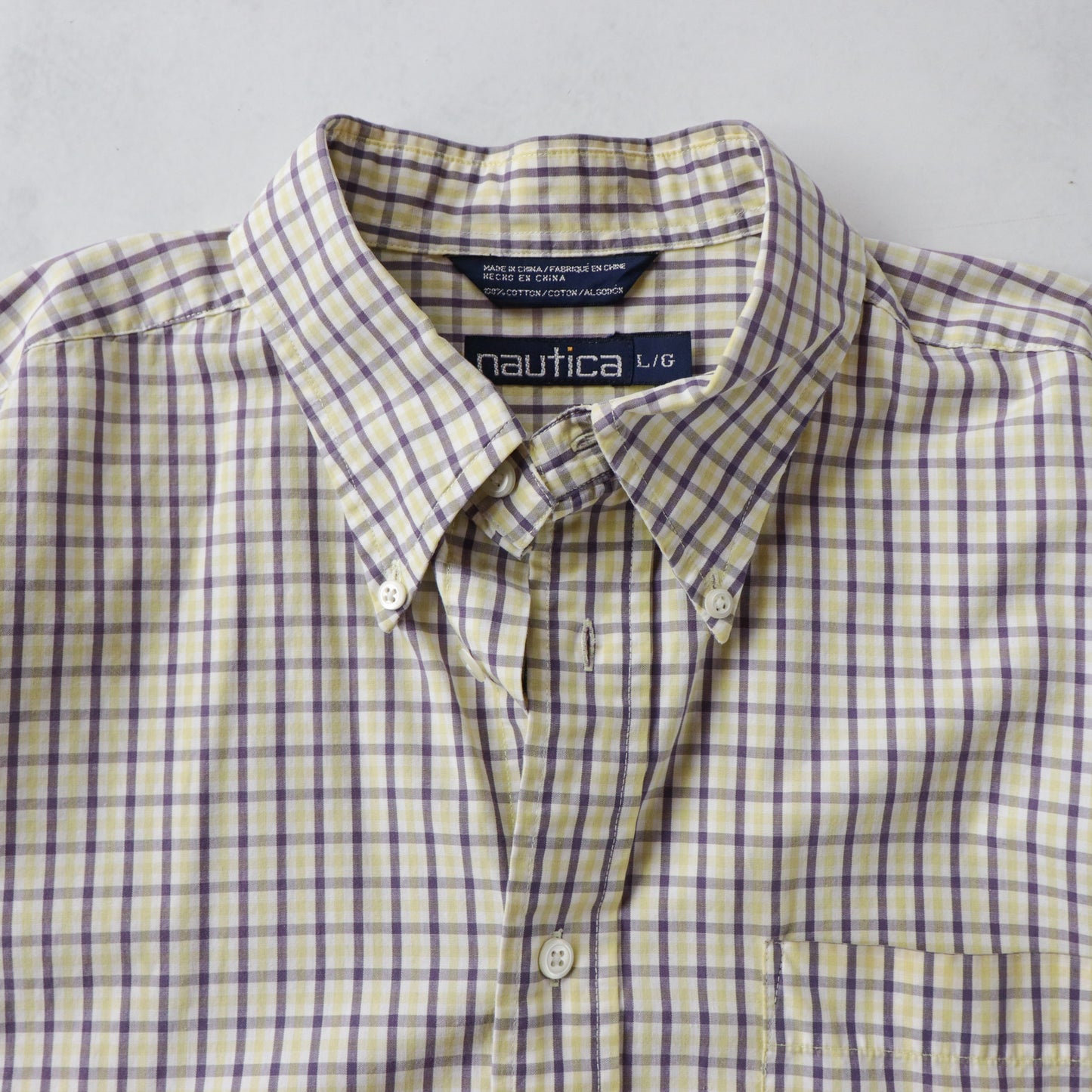 Vintage 90s Nautica Plaid Button-Up Shirt - L