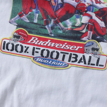 Vintage 90s Budweiser Bud Light Football Tee - XL