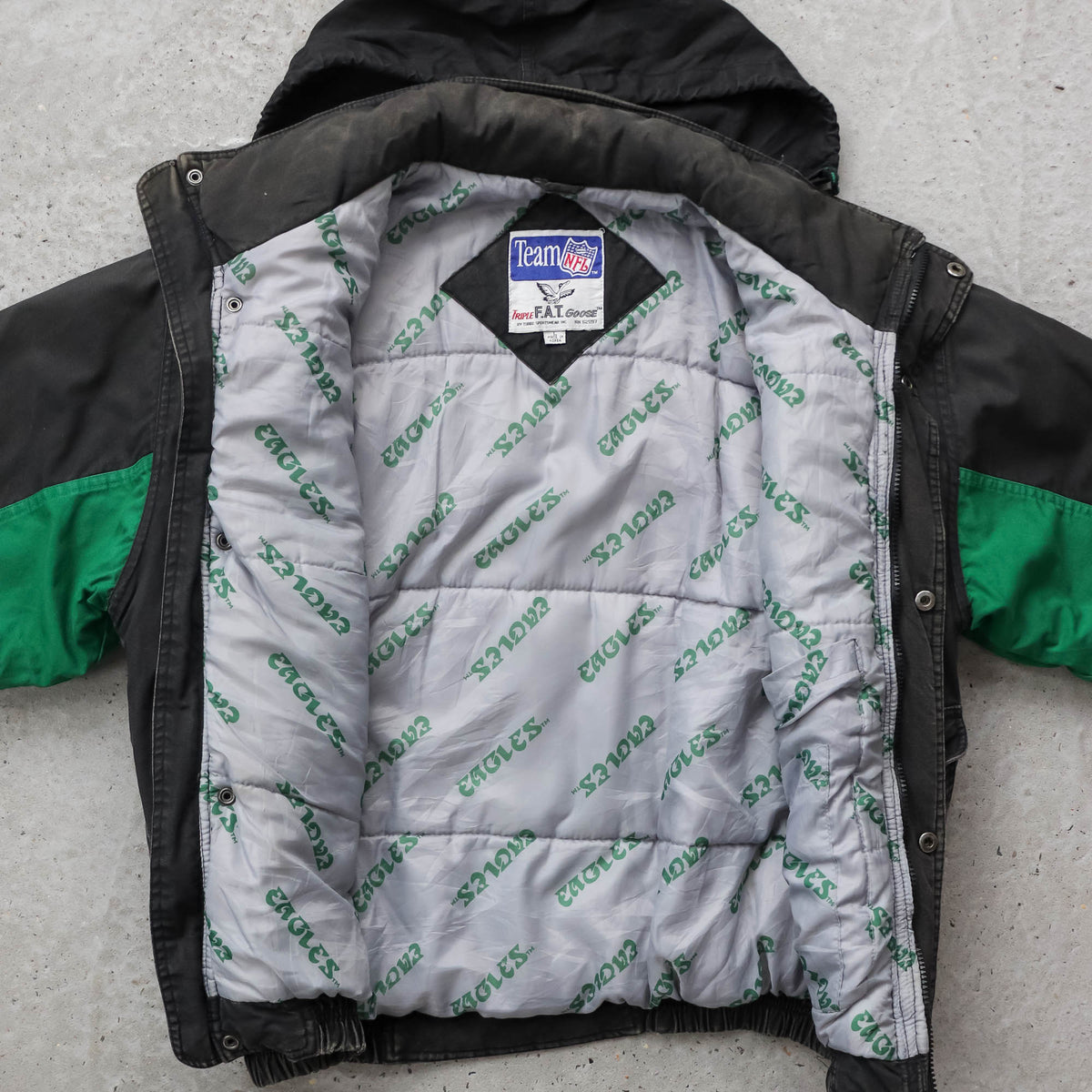 Philadelphia Eagles NFL Triple Fat Goose Puffer Jacket - 90s (L)