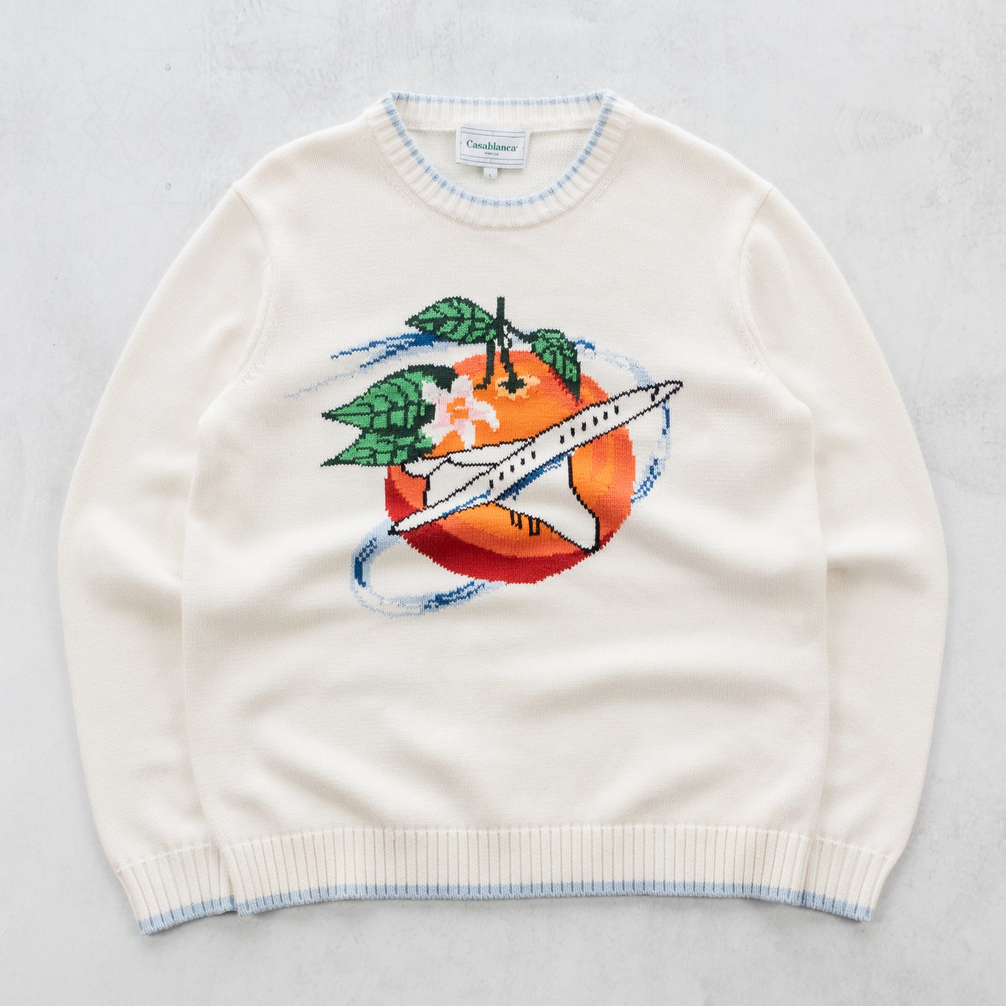 Casablanca Instarsia Orbite Autour De L’Orange Cotton Knit Sweater - L