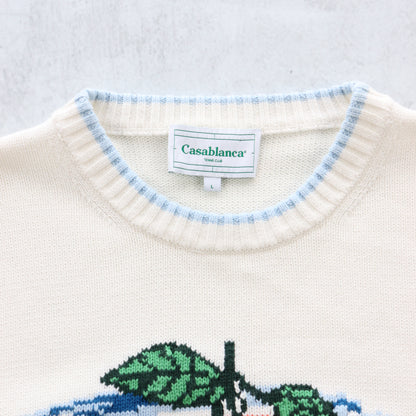 Casablanca Instarsia Orbite Autour De L’Orange Cotton Knit Sweater - L