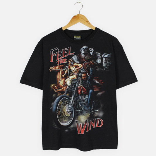 Vintage Feel The Wind Biker Tee - M