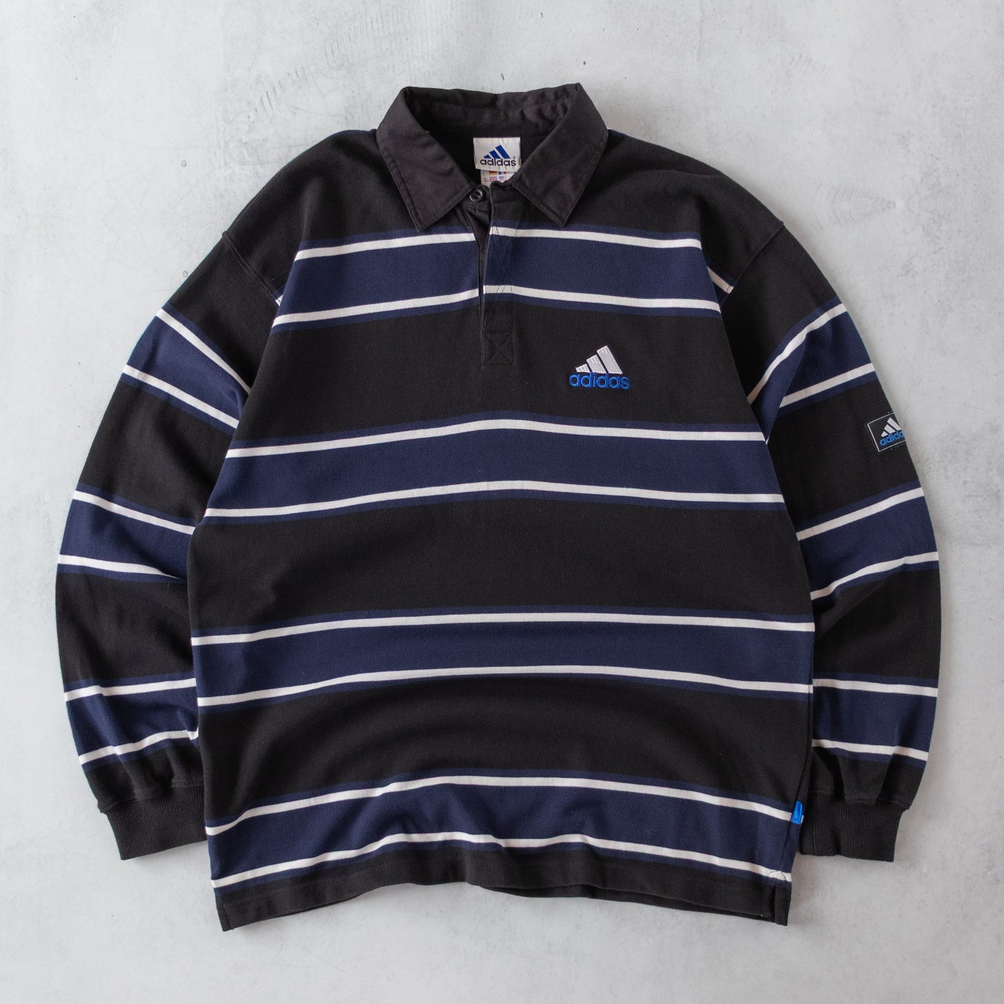 Vintage 90s Adidas Striped Rugby Shirt - L