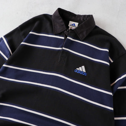 Vintage 90s Adidas Striped Rugby Shirt - L