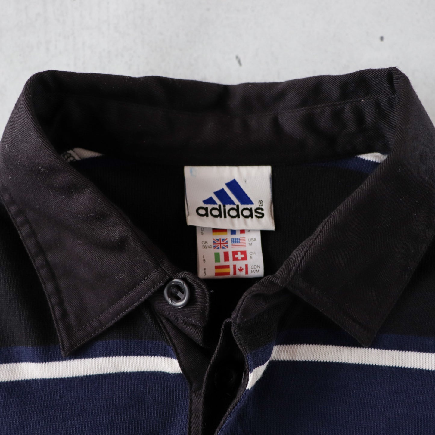 Vintage 90s Adidas Striped Rugby Shirt - L