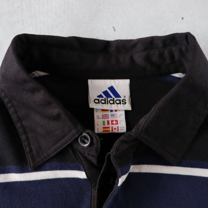 Vintage 90s Adidas Striped Rugby Shirt - L