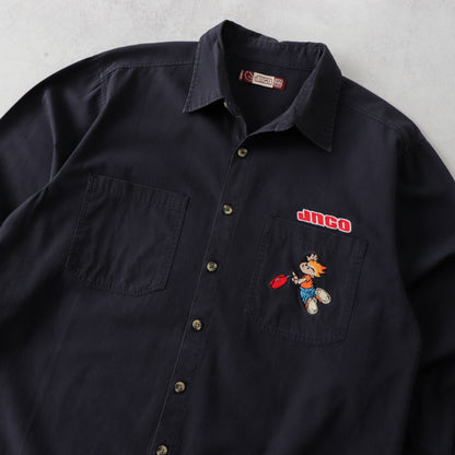 Vintage 90s JNCO Jeans Flame Head Button Up Shirt - M