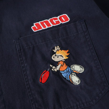 Vintage 90s JNCO Jeans Flame Head Button Up Shirt - M