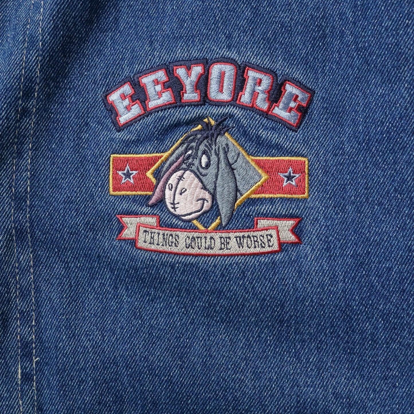 Eeyore Disney Denim Varsity Bomber Jacket - 90s (S)