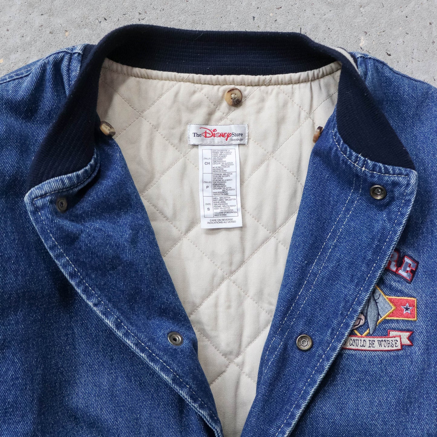 Eeyore Disney Denim Varsity Bomber Jacket - 90s (S)