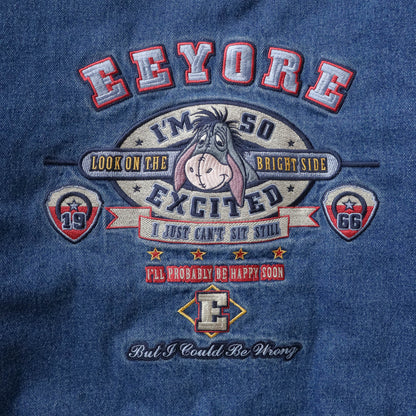 Eeyore Disney Denim Varsity Bomber Jacket - 90s (S)
