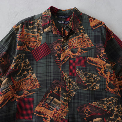 Vintage 90s Nautica AOP Button Up Shirt - L