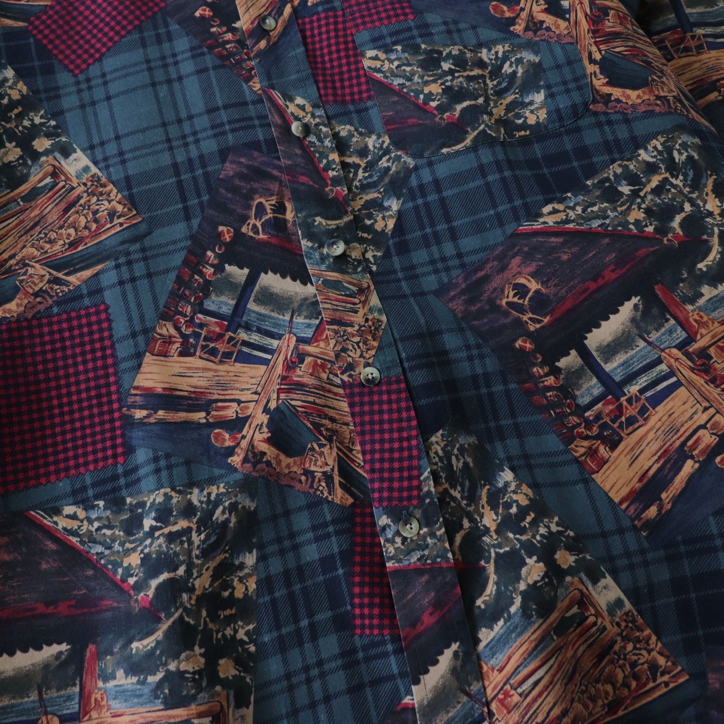 Vintage 90s Nautica AOP Button Up Shirt - L