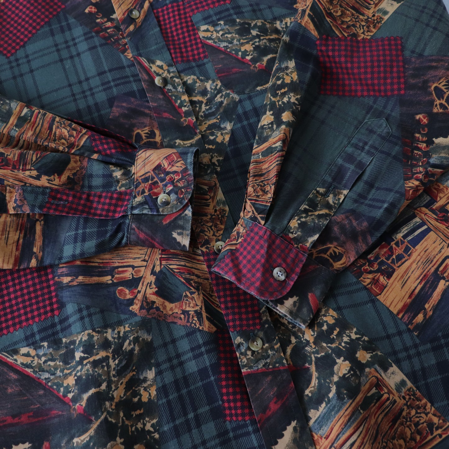 Vintage 90s Nautica AOP Button Up Shirt - L